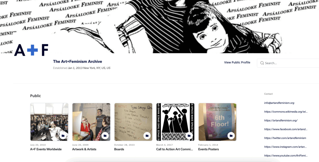 Profile image of the Art+Feminism archive on Permanent.org. 